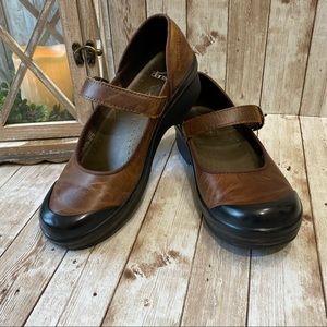 Dansko Tan Leather Mary Jane Buckle Comfort Clogs- size US 7.5